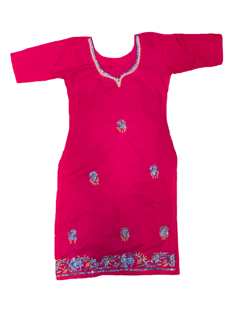 Dark washed red Suit With Zari Work