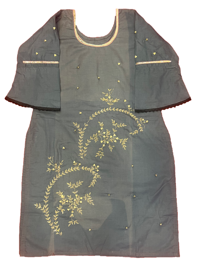 Granite Gray Suit With Zari Work