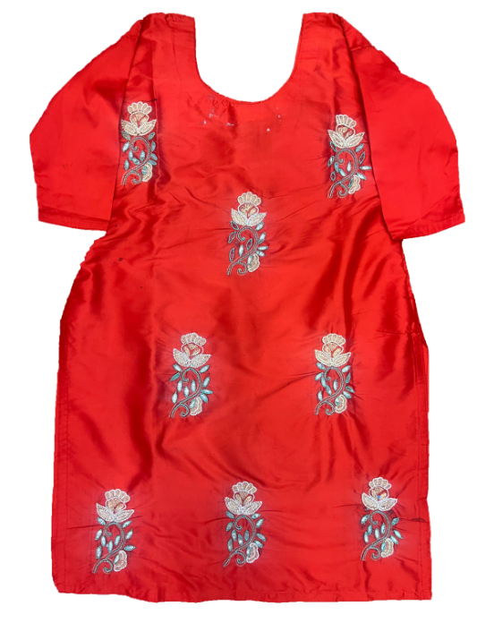 Malachite Red Suit With Zari Work