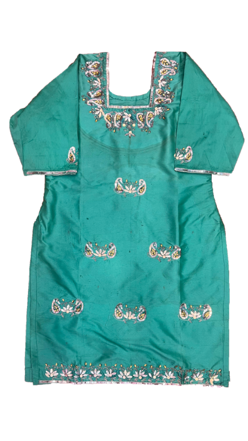 Dark Aqua Suit With Zari Work